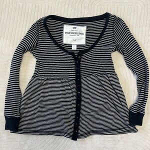 Vintage Babydoll Long Sleeve Striped Top